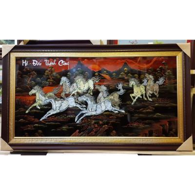 TRANH KHẢM TRAI SƠN MÀI - MÃ ĐÁO THÀNH CÔNG ( nền màu nâu )