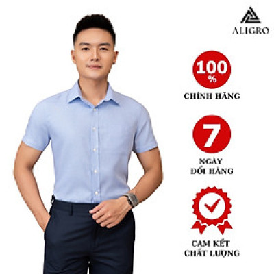 Áo sơ mi nam cộc tay bamboo xanh trơn Aligro ALGS-C123