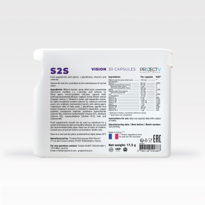 Thực Phẩm Sức Khỏe S2S Direct Hit - Thị Lực Tối Đa - PROJECT V - Hộp 30 Viên - Xuất xứ Pháp, Hàng Chính Hãng