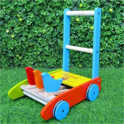 Xe tập đi gỗ hình con gà nhiều màu sắc đáng yêu cho bé