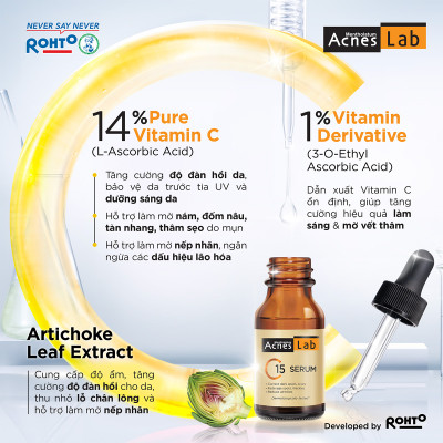 Serum C15 dưỡng sáng mờ thâm, ngăn ngừa lõa hóa Acnes Lab C15 Serum 15ml