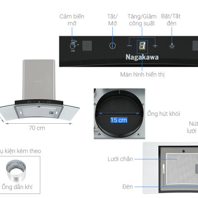 Máy Hút Mùi Cao Cấp Nagakawa NKCH02M70 - Hàng Nhập Khẩu Malaysia