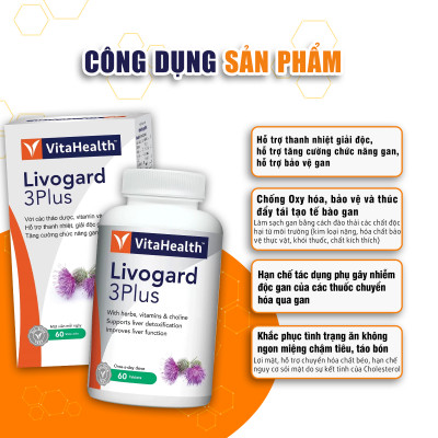 Viên Uống Bổ Gan, Thải Độc Gan, Hỗ Trợ Viêm Gan VITAHEALTH Livogard 3Plus (60 Viên)