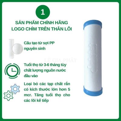 COMBO 3 LÕI LỌC NƯỚC SỐ 1-2-3 (PP - CTO - PP) - HÀNG CHÍNH HÃNG ĐẠI VIỆT
