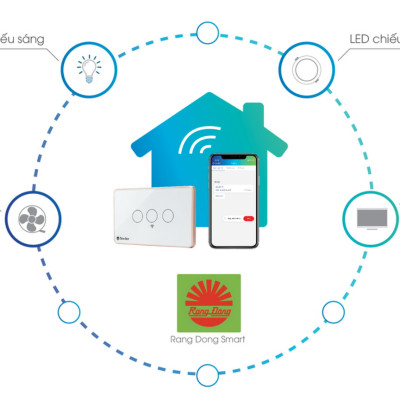 Công tắc cảm ứng Rạng Đông CTCU.WF CN.03T điều khiển từ xa, mặt kính cường lực chống xước, 3 nút bấm - Hàng chính hãng
