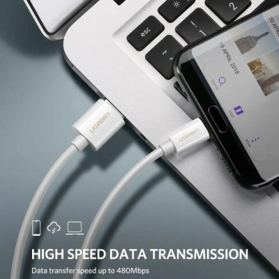 Ugreen UG40888US253TK 1M 5A màu Trắng Dây USB sang USB Type-C vỏ ABS - HÀNG CHÍNH HÃNG