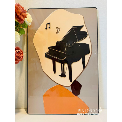 (ẢNH THẬT) Tranh treo tường tráng gương đàn piano trang trí decor phòng âm nhạc