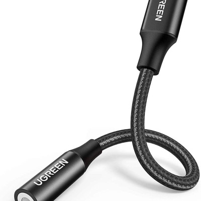 Ugreen UG70858AV142TK 0.1m dây dù đầu bọc nhôm màu đen Cáp chuyển usb type c sang 3.5mm - HÀNG CHÍNH HÃNG