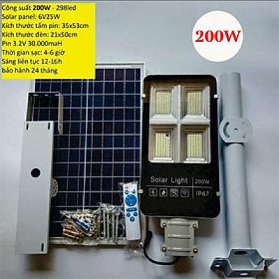 Đèn đường 200w năng lượng mặt trời siêu sáng