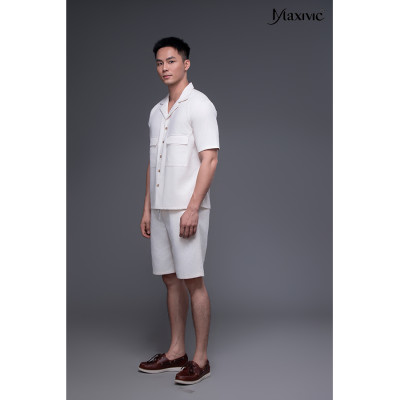Áo sơ mi nam trắng linen ngắn 