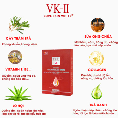 Mặt Nạ Dưỡng Trắng - Nâng Cơ - Giảm Nhăn Nhân Sâm VK II ( LSW ) ( 6 miếng/hộp )