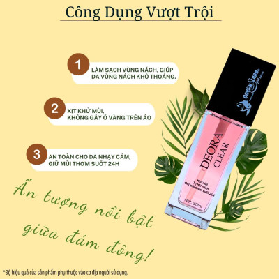 COMBO 5 Lọ Xịt Khử Mùi DEORA CLEAR Quyên Lara 50ml, Khử Mùi Hôi Nách, Ngăn Tiết Mồ Hôi