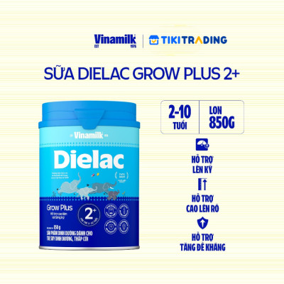 Sữa bột Vinamilk Dielac Grow Plus 2+ Hộp thiếc 850g (Sữa Non)