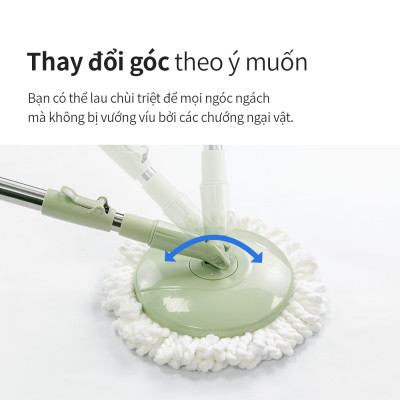 Bộ cây lau nhà Lock&Lock ETM498MITS2 SPIN MOP - Hàng chính hàng, xoay 360 độ và kèm 3 bông lau - JoyMall