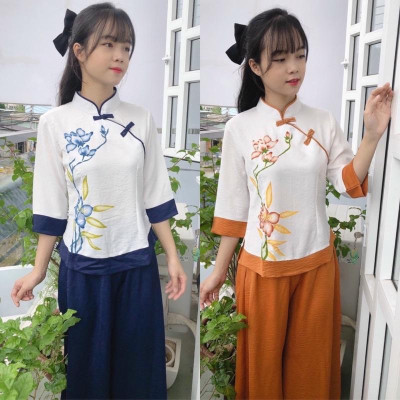 Đồ Lam Đi Chùa # Tàu Lụa Quần Váy # Hoa iN # Quần Áo Nữ # Đồ Bộ Nữ