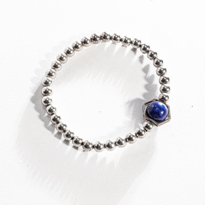 Vòng tay phong thủy đá Lapis (Ngọc lưu ly) thiên nhiên mix bạc 925 cho mạng Thủy Mộc,  món quà trang sức phong thủy ý nghĩa may mắn tài lộc VT013