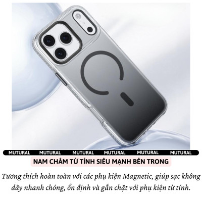 Ốp lưng nhám chống sốc đổi màu Gradient sạc từ tính không dây cho iPhone 17 Pro Max / 17 Pro hiệu Mutural Icesense - Thiết kế sang trong, Viền TPU đệm khí, mặt lưng PC chống ố vàng - Hàng nhập khẩu
