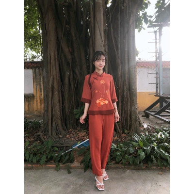 ĐỒ LAM ĐI CHÙA PHÁP PHỤC PHẬT GIÁO Cổ Tàu 2 Nút