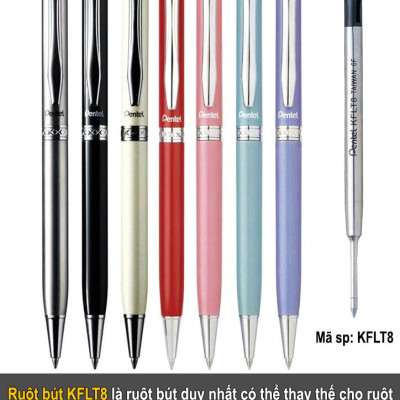 Bút Ký Cao Cấp Pentel B811 Ngòi 0.8mm Mực Xanh | Thiết Kế Nắp Vặn Thanh Lịch | Nhiều Màu Vỏ | Nét Viết Trơn Mượt