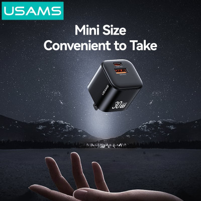 Củ Sạc Nhanh 2 cổng C+A USAMS CC270 30W (GaN Charger) Hàng Chính Hãng