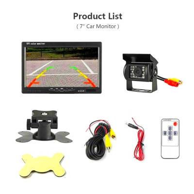 Bộ Màn Hình Camera Lùi Cho Xe Tải 24V 7.0 Inch Cáp 15M Camera 18 LED Hồng Ngoại Nhìn Trong Đêm Cho Xe Buýt Xe Tải Container Xe Công Trình