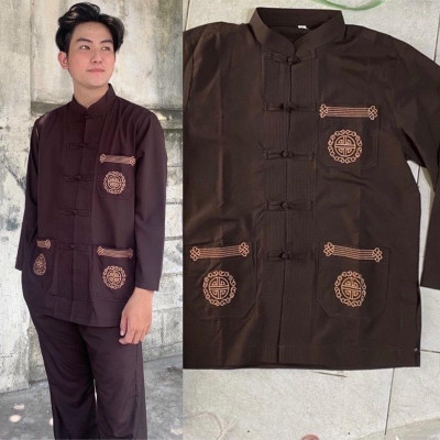 ĐỒ LAM ĐI CHÙA  Lãnh Tụ Thêu Túi Tay Dài