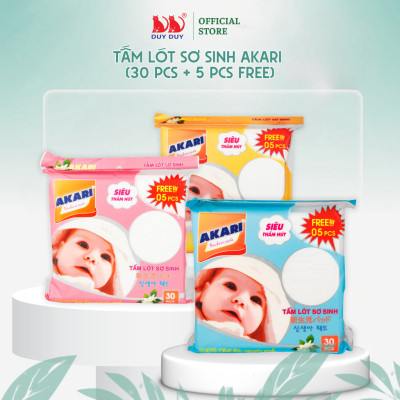 Combo 10 Gói Tấm lót sơ sinh Akari bột giấy tự nhiên 35 miếng (22x22cm) khô thoáng mát cho bé