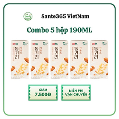 Sữa Hạnh Nhân Yến Mạch Hàn Quốc Chính Hãng - 190ml x 24 Hộp/ Thùng -Whole Grain Oat Almond Milk - Sante365 VietNam