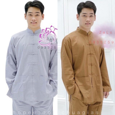 ĐỒ LAM ĐI CHÙA  Lãnh Tựu Cổ Tàu Dài Tay Không Thêu