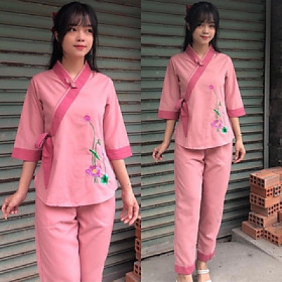 Đồ Lam Đi Chùa # Một Nút Nơ Phối Vải Tơ Lụa Cao Cấp # Quần Áo Nữ # Đồ Bộ Nữ