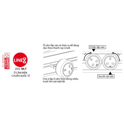 Ổ Cắm Điện Line8 Zen MLT - Body Màu Đen - Chuẩn Quốc Tế - Chính hãng