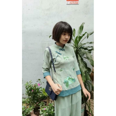 ĐỒ LAM ĐI CHÙA PHÁP PHỤC PHẬT GIÁO Cổ Tàu 2 Nút