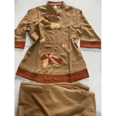 Đồ Lam Đi Chùa # Sẫm Phối 2Nút # Đồ Bộ Nữ #Quần Áo Nữ