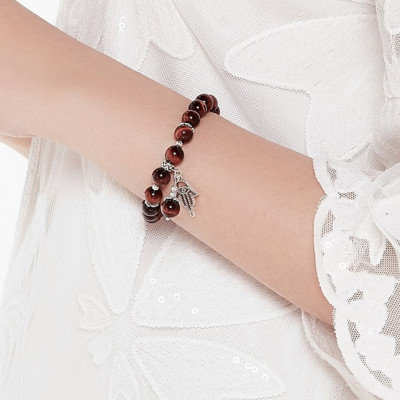 Vòng Thạch Anh Mắt Hổ Phối Charm Bạc Ngọc Quý Gemstones VT11