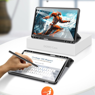 Bao da dành cho SamSung Galaxy Tab S9 Fe Plus chính hãng Dux Ducis Domo chống sốc, có khay đựng bút - hàng chính hãng