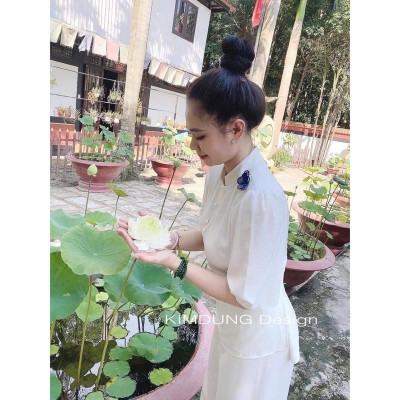 ĐỒ LAM ĐI CHÙA  Mẫu Bướm Kết Cườm Vải Lụa Đẹp Mịn