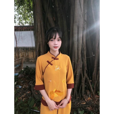 ĐỒ LAM ĐI CHÙA PHÁP PHỤC PHẬT GIÁO Cổ Tàu 2 Nút