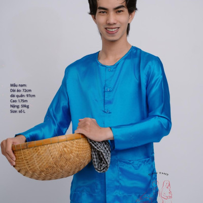 Bộ áo bà ba Nam Phi bóng xanh dương- Có bộ bà ba Bigsize- may sỉ bà ba toàn quốc - May bộ bà ba theo yêu cầu