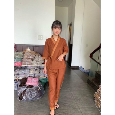 Đồ Lam Đi Chùa  - mẫu Linen có nơ