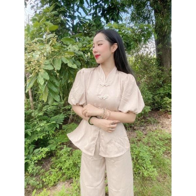 ĐỒ LAM ĐI CHÙA Bà Ba Lụa Họa Tiết BB Cao Cấp Trang Nhã 2021 Dành Cho Phật Tử AL021