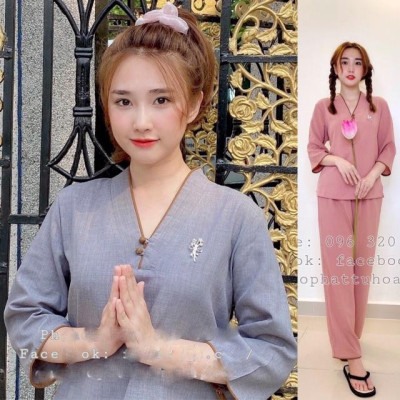Đồ Lam Đi Chùa# Tim 2Nút # Đồ Bộ Nữ # Quần Áo Nữ