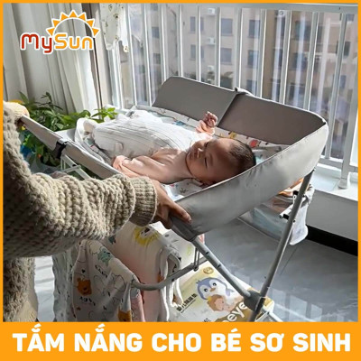 Bàn thay tã cho em bé thay bỉm, tắm nắng có bánh xe cao cấp MySun