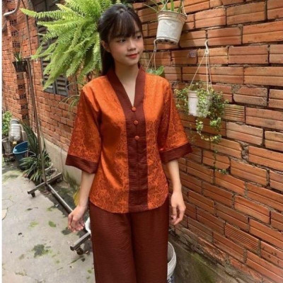 ĐỒ LAM ĐI CHÙA  Lụa Phối Gấm Cao Cấp