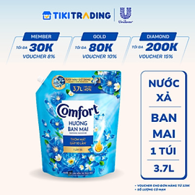 Nước Xả Làm Mềm Vải COMFORT Nước Xả Vải Hương Ban Mai Đậm Đặc 1 Lần Xả Giúp Giữ Màu & Bền Vải 3.7L