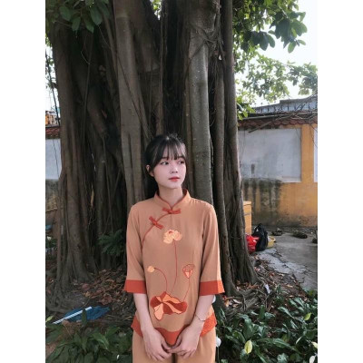 ĐỒ LAM ĐI CHÙA PHÁP PHỤC PHẬT GIÁO Cổ Tàu 2 Nút