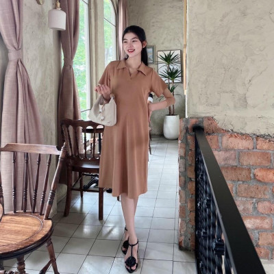 Đầm bầu Polo thun tăm dáng dài trẻ trung, năng động đi làm, đi chơi Nữ  Women