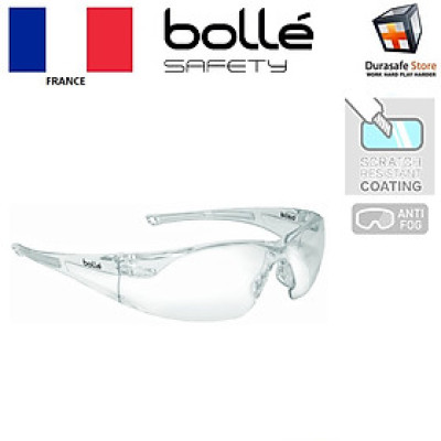Kính Bolle 1652301A Rush màu trong suốt lớp phủ 2 mặt HD, chống đọng sương, chống trầy, chống tia UV (tặng hộp đựng)