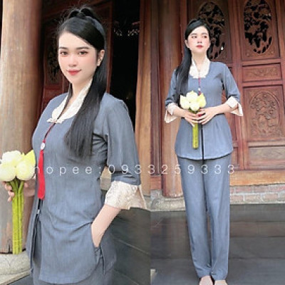 Đồ Lam Đi Chùa # Mẫu Liên Hoa