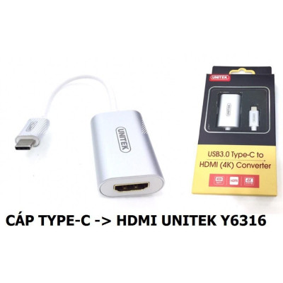 Cáp Chuyển USB Type-C Sang HDMI Unitek Y-6316 - HÀNG CHÍNH HÃNG