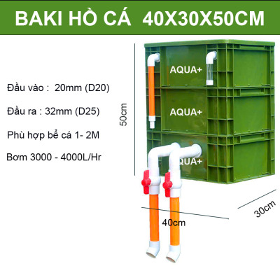 Thùng lọc baki 3 tầng cho hồ cá cảnh, KT 30x20x35cm và 40x30x50cm
